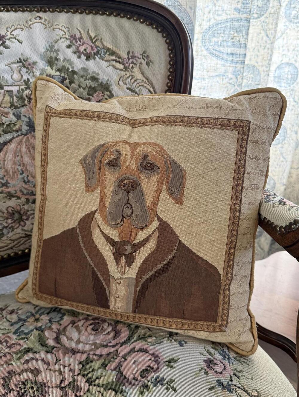 Vintage Winston Dog Portrait Pillow